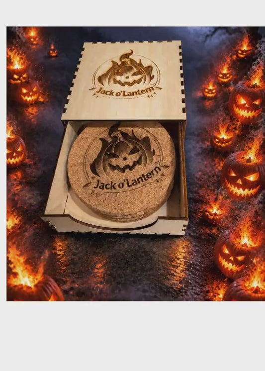 Jack o' Lantern box and coasters